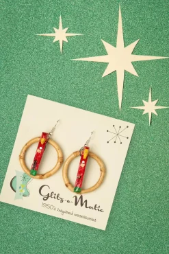 Hot Papegaai Bamboe Oorringen In Rood Vrouwen Sieraden