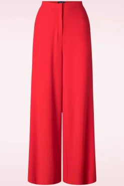 Hot Peppa Broek Woven Crepe In Vurig Rood Vrouwen Broeken