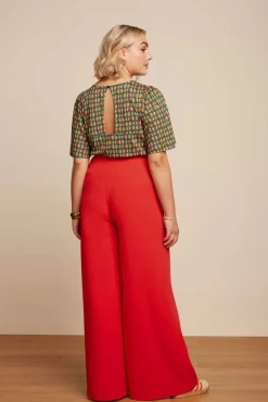 Hot Peppa Broek Woven Crepe In Vurig Rood Vrouwen Broeken