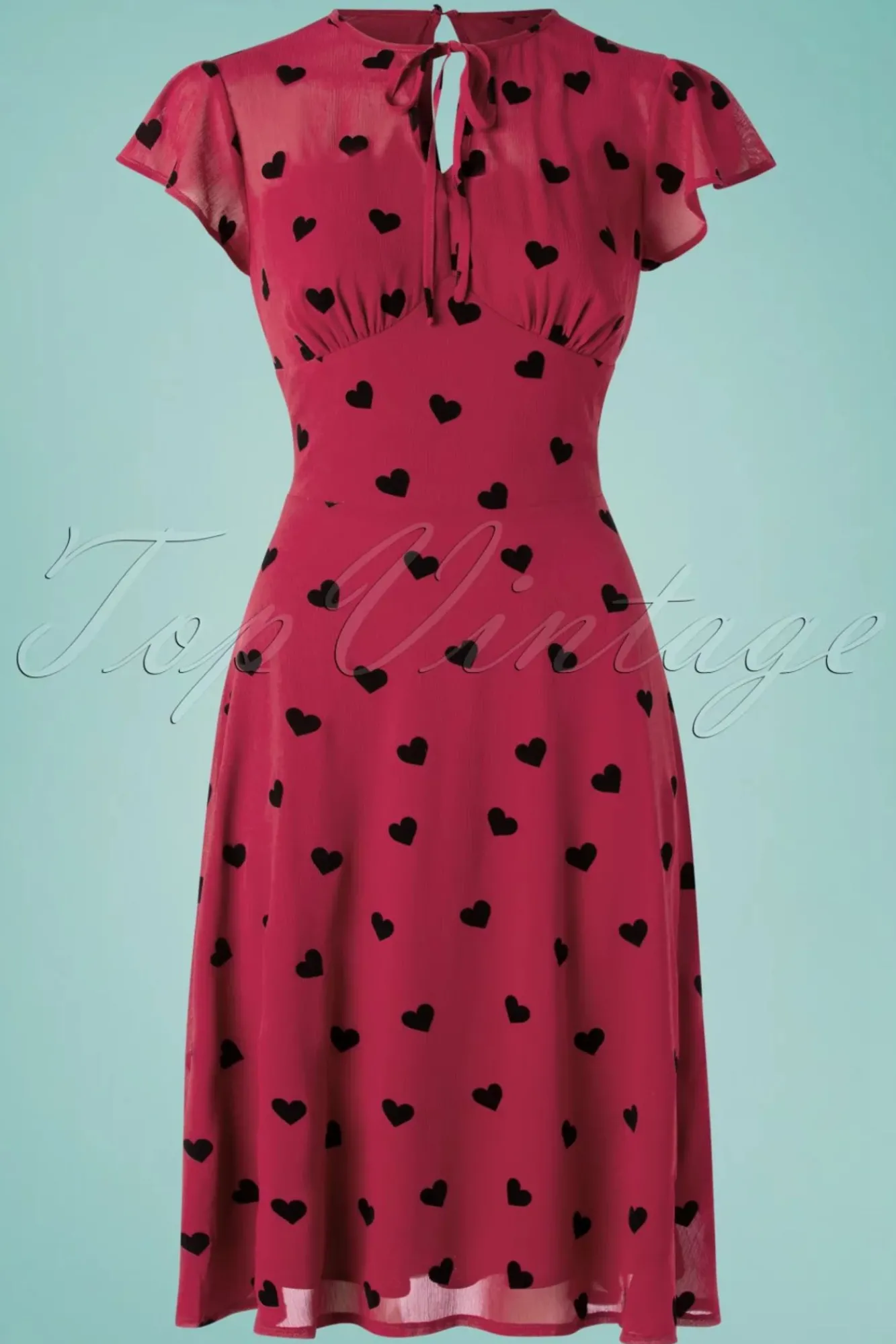 New Peppa Chiffon Hearts Tea Jurk In Frambozenrood Vrouwen Swing Jurken