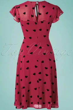 New Peppa Chiffon Hearts Tea Jurk In Frambozenrood Vrouwen Swing Jurken