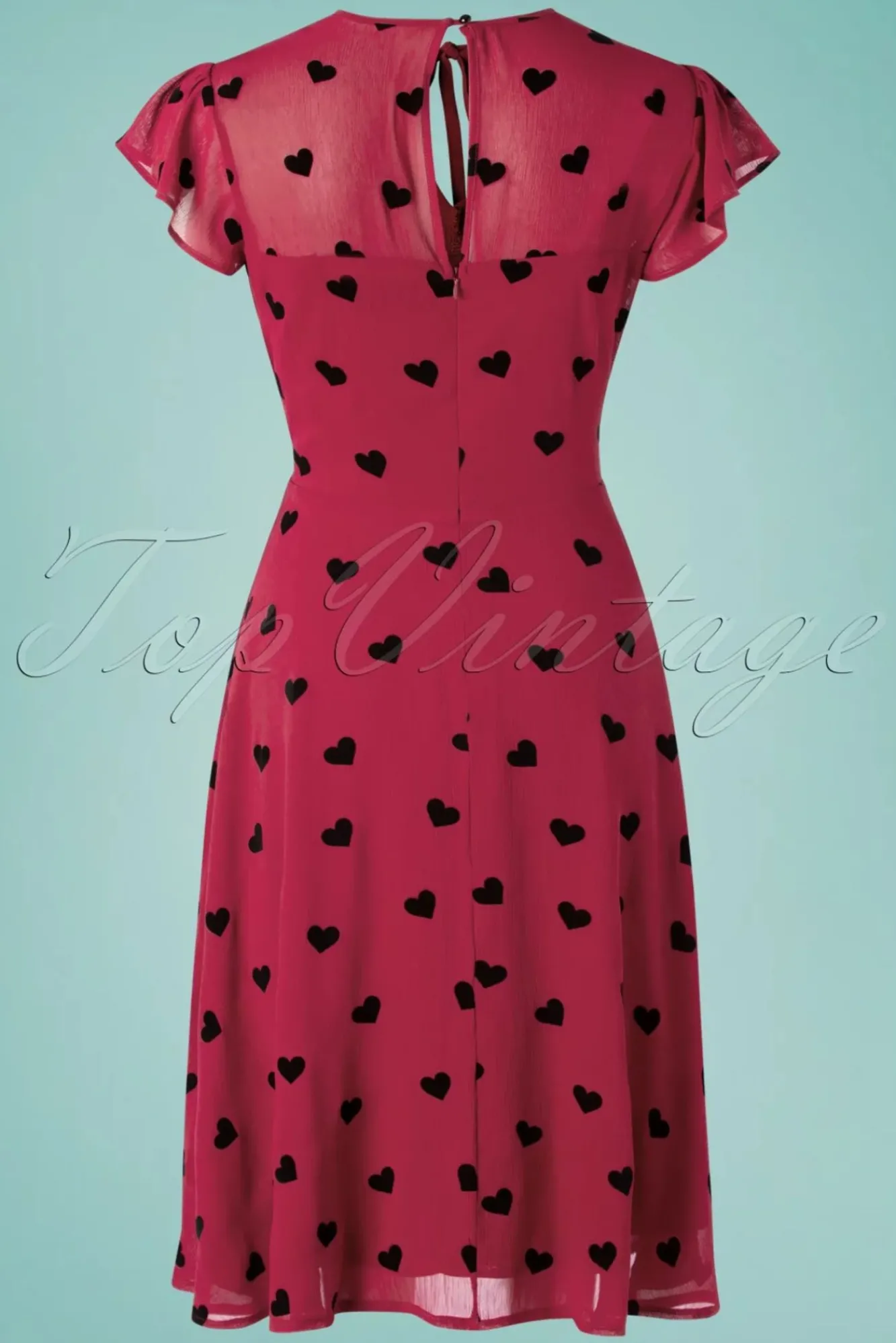 New Peppa Chiffon Hearts Tea Jurk In Frambozenrood Vrouwen Swing Jurken