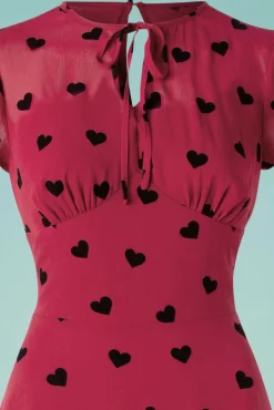 New Peppa Chiffon Hearts Tea Jurk In Frambozenrood Vrouwen Swing Jurken