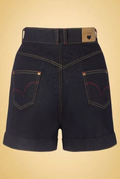 Pepper Short In Donkerdenim Vrouwen Broeken