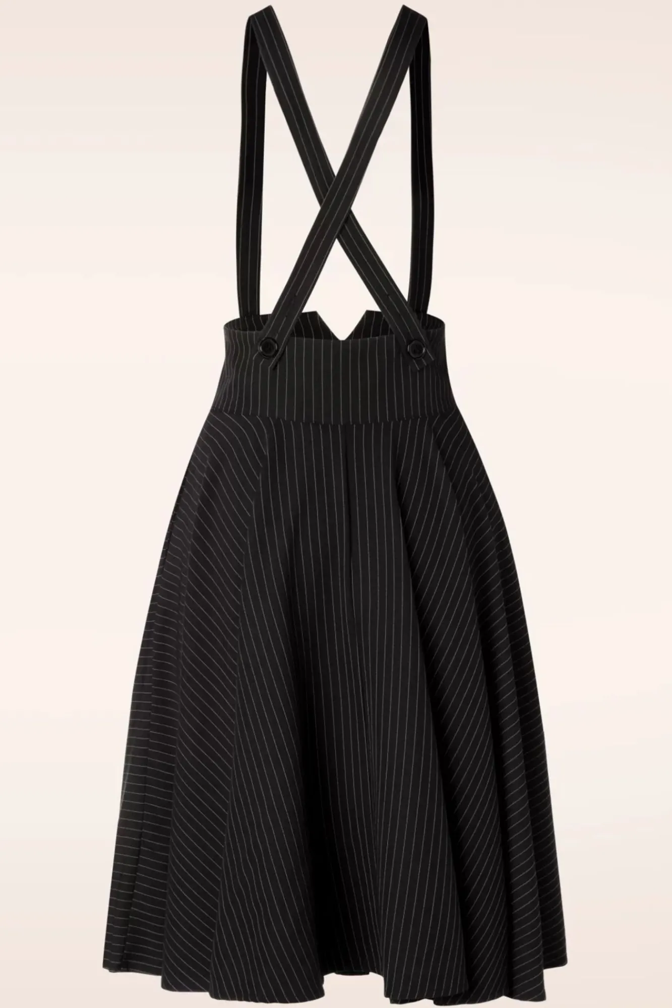 Clearance Pinstripe Suspender Swing Rok In Zwart Vrouwen Rokken
