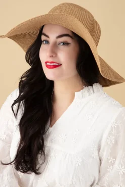 Hot Porto Stro Floppy Hoed In Camel Vrouwen Hoeden & Fascinators