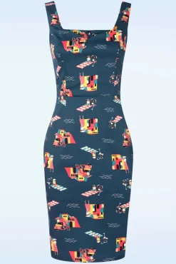 Discount Portofino Living Pencil Jurk In Blauw Vrouwen Plus Size Jurken