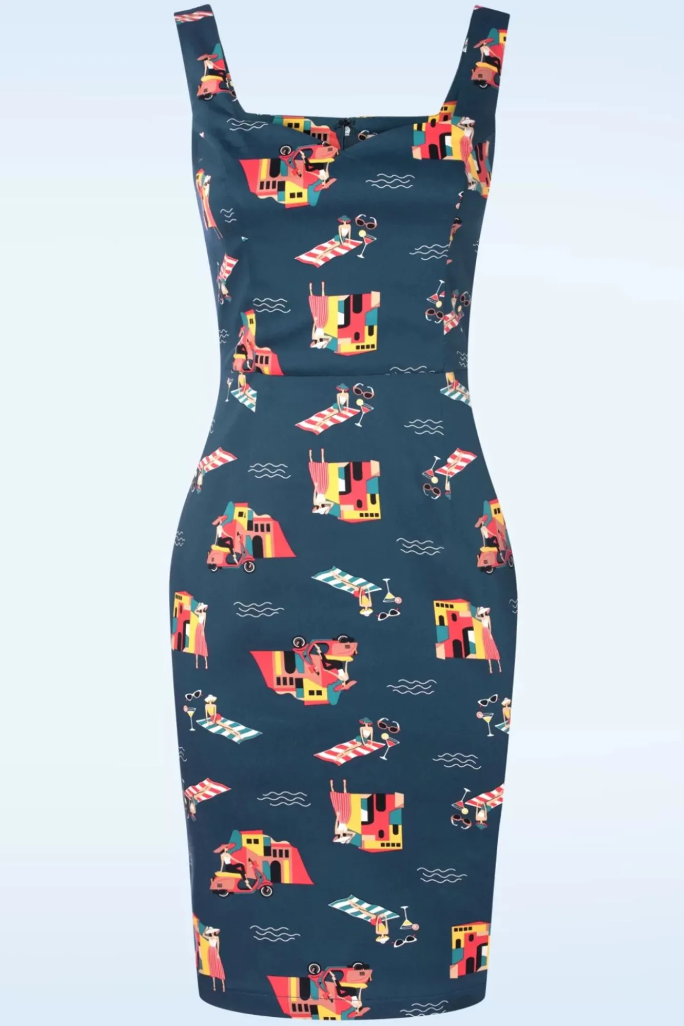 Discount Portofino Living Pencil Jurk In Blauw Vrouwen Plus Size Jurken