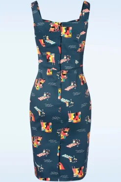 Discount Portofino Living Pencil Jurk In Blauw Vrouwen Plus Size Jurken