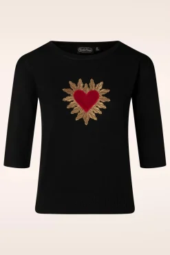 Clearance Queen Of Hearts Trui In Zwart Vrouwen Truitjes