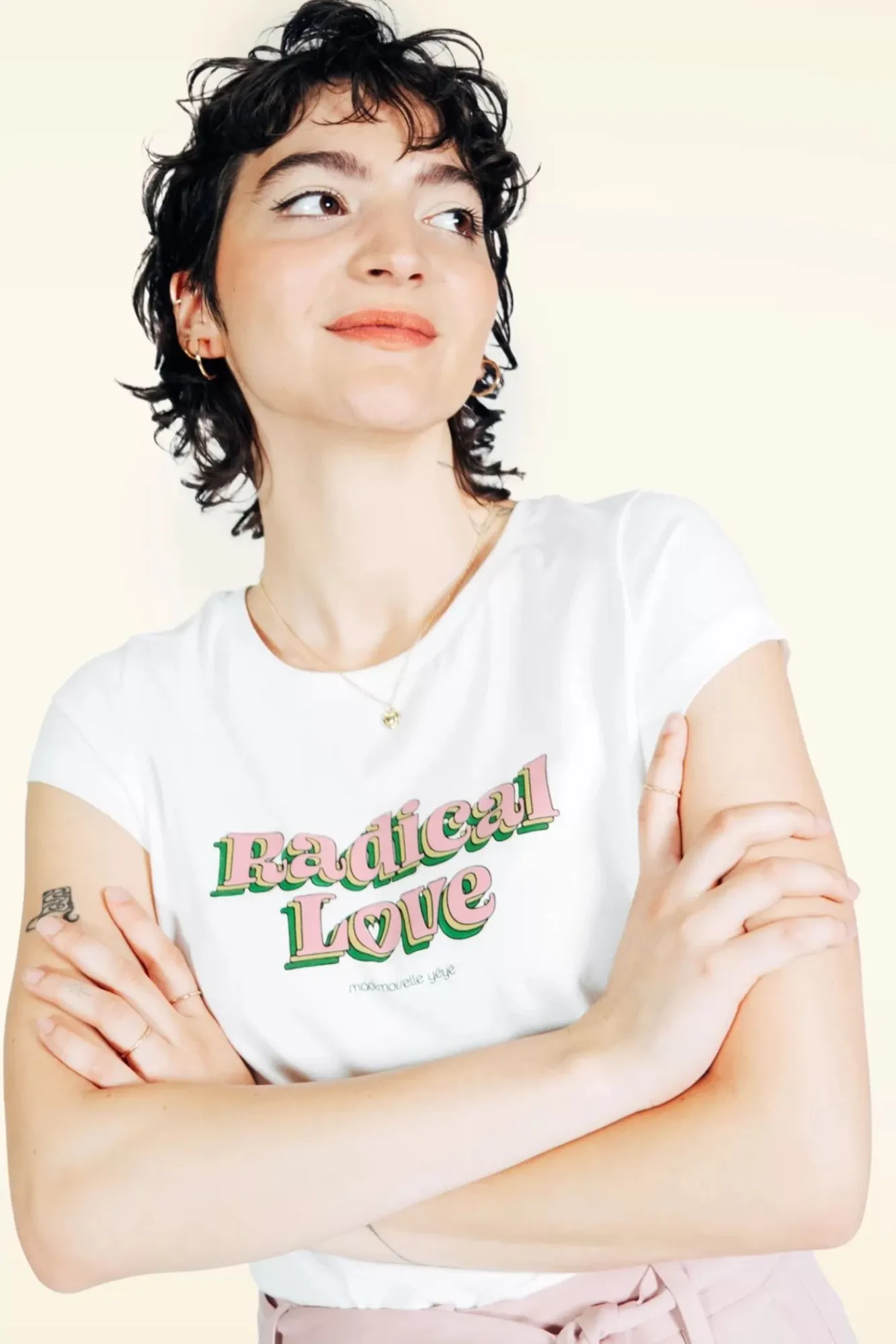 Hot Radical Love T-Shirt In Ecru Vrouwen T-Shirts