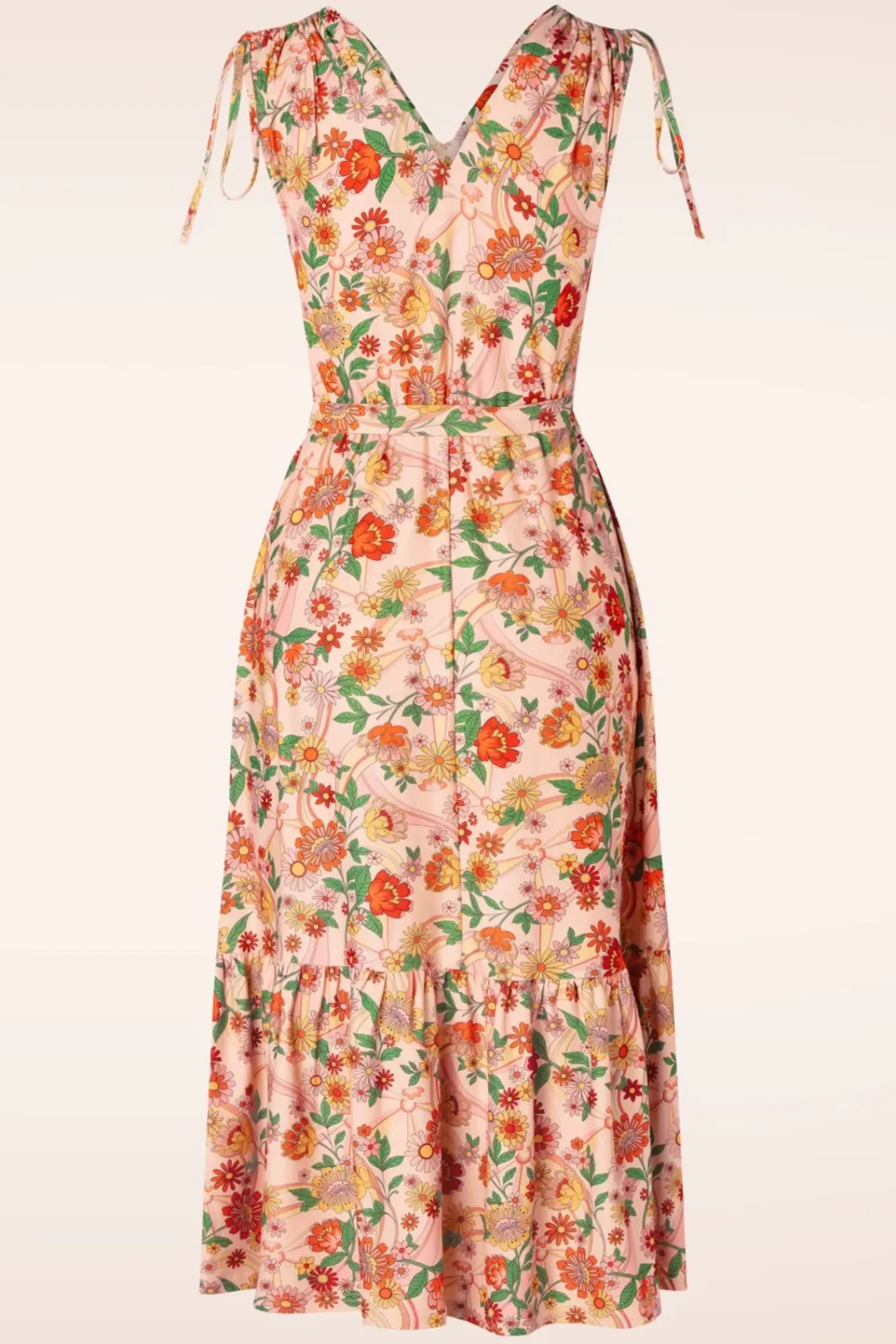 Sale Rainbow Floral Flare Jurk In Licht Roze Vrouwen Plus Size Jurken