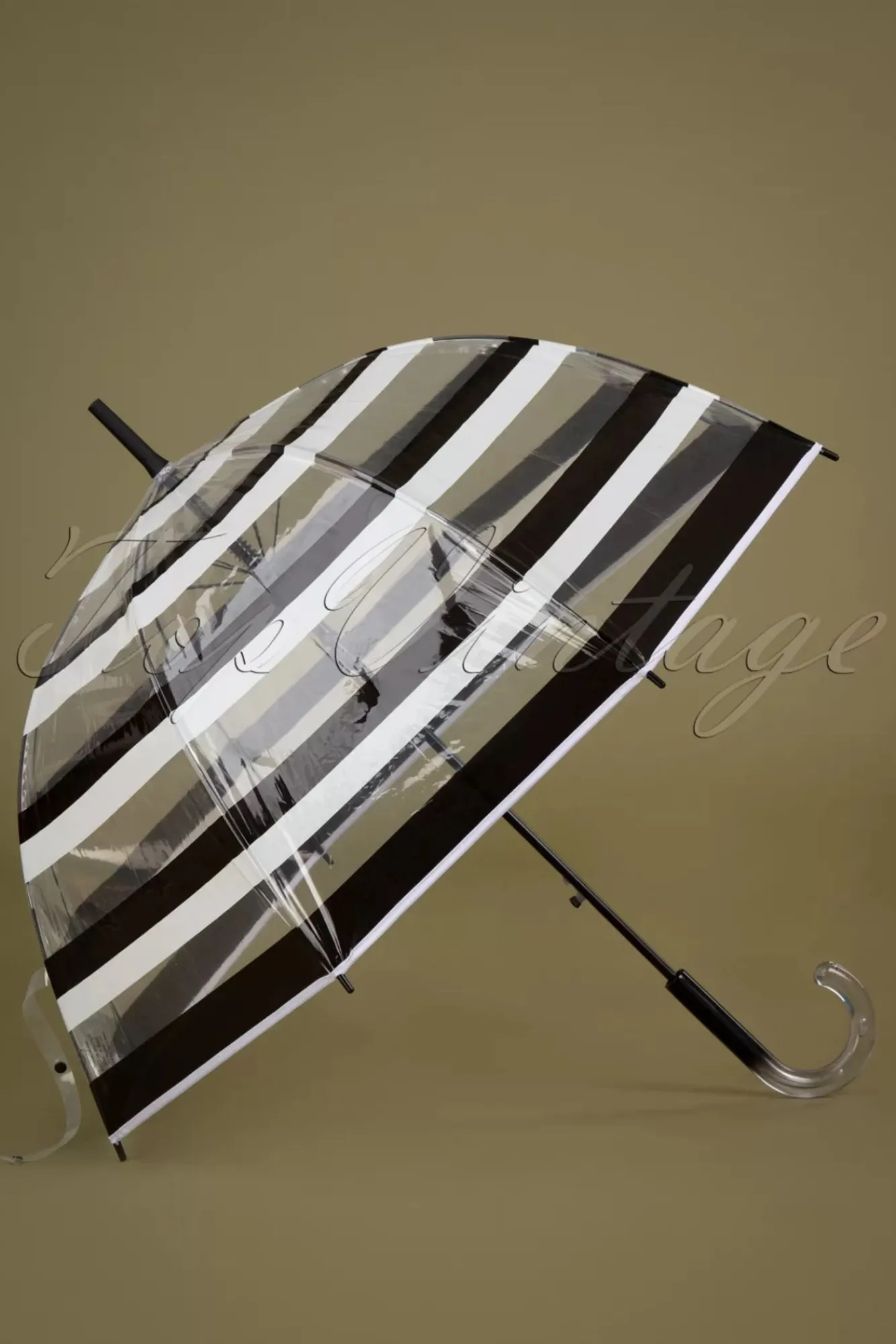 Rayures Transparent Dome Paraplu In Zwart En Wit Vrouwen Paraplu's