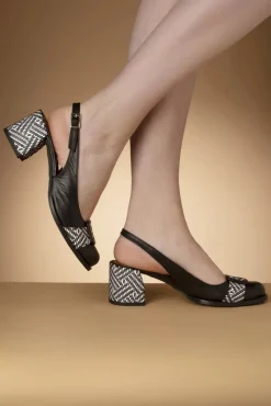 Best Rebeca Lederen Slingback Pumps In Zwart Vrouwen Pumps