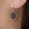 Hot Regency Oval Stone Oorbellen In Paars Vrouwen Sieraden