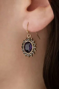 Hot Regency Oval Stone Oorbellen In Paars Vrouwen Sieraden