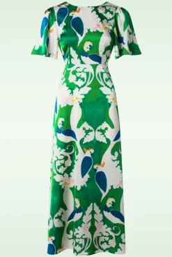New Rene Jurk In Wit En Groen Vrouwen Maxi Jurken