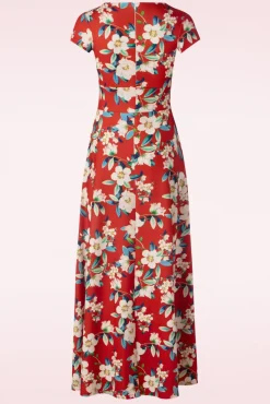Sale Rinda Bloemen Maxi Jurk In Warm Rood Vrouwen Plus Size Jurken
