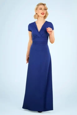 Clearance Rinda Maxi-Jurk In Koningsblauw Vrouwen Plus Size Jurken