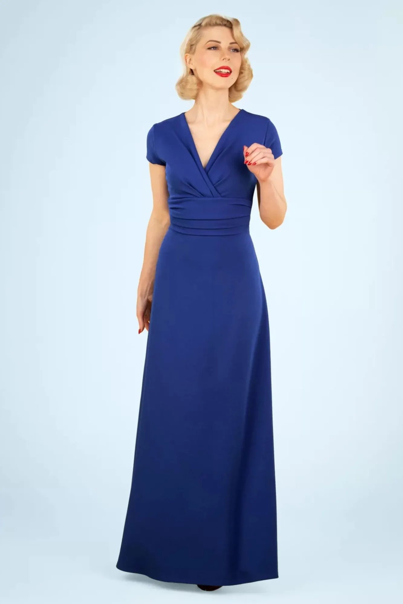 Clearance Rinda Maxi-Jurk In Koningsblauw Vrouwen Plus Size Jurken