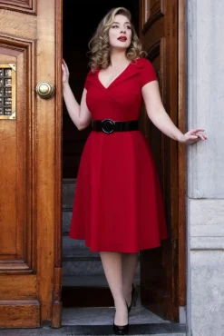 Rita Marlow Jurk In Lippenstiftrood Vrouwen Effen Jurken