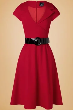 Rita Marlow Jurk In Lippenstiftrood Vrouwen Effen Jurken