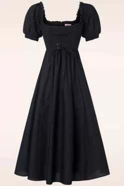 Sale River Embroidery Swing Jurk In Zwart Vrouwen Plus Size Jurken