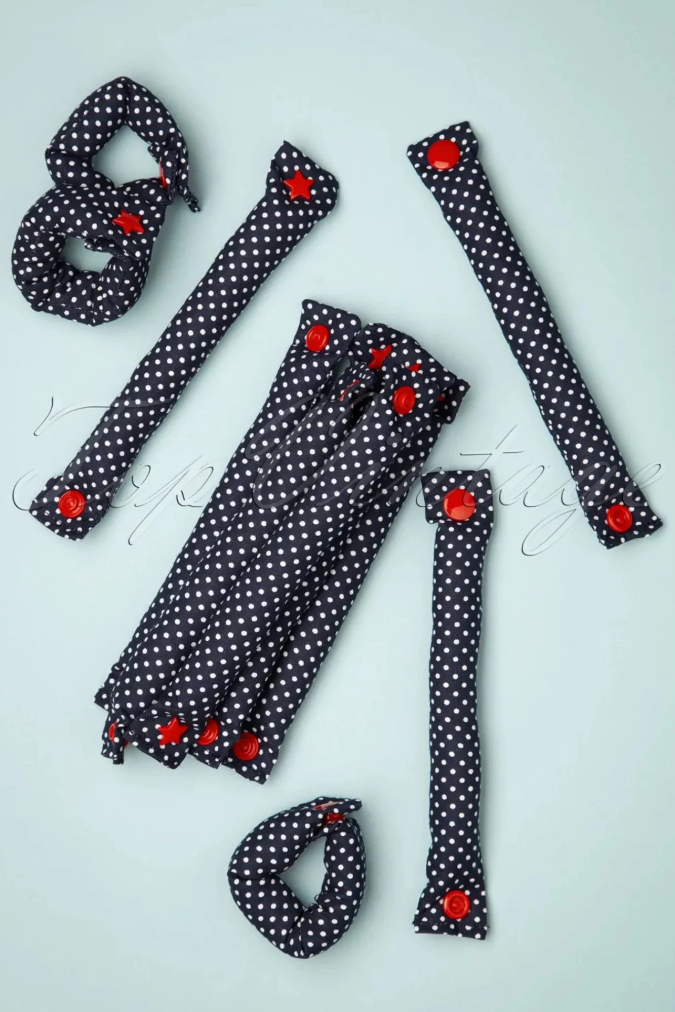 Rock The Dots - Set Van 12 Krulspelden In Marineblauw Vrouwen Haarstyling