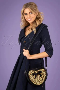 Rockabilly Heart Handtas In Zwart En Leopard Vrouwen Tassen