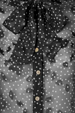 Discount Rose Pussy Strik Blouse In Zwart Vrouwen Blouses