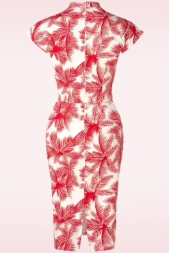 Hot Ruby Palm Pencil Jurk In Wit En Rood Vrouwen Plus Size Jurken