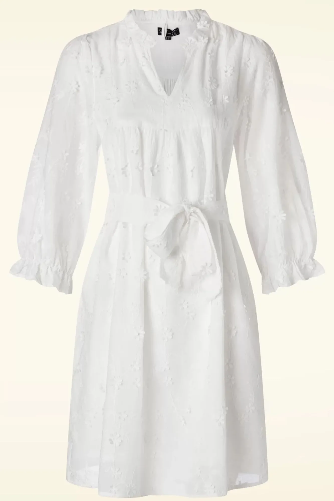 Ruth Geborduurde Jurk In Wit Vrouwen Plus Size Jurken