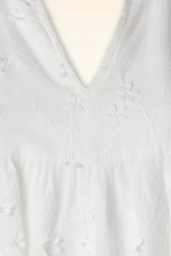 Ruth Geborduurde Jurk In Wit Vrouwen Plus Size Jurken