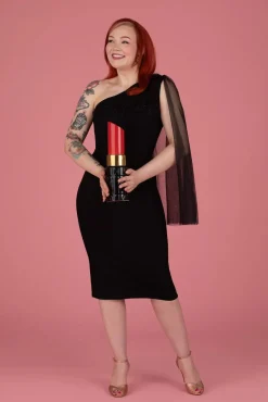 Sale Sabrina Beaded Tulle Sash Pencil Jurk In Zwart Vrouwen Plus Size Jurken