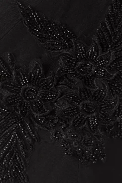 Sale Sabrina Beaded Tulle Sash Pencil Jurk In Zwart Vrouwen Plus Size Jurken