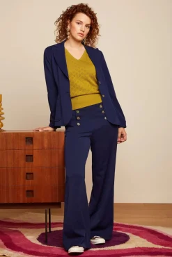 New Sally Broadway Pantalon In Inktblauw Vrouwen Broeken