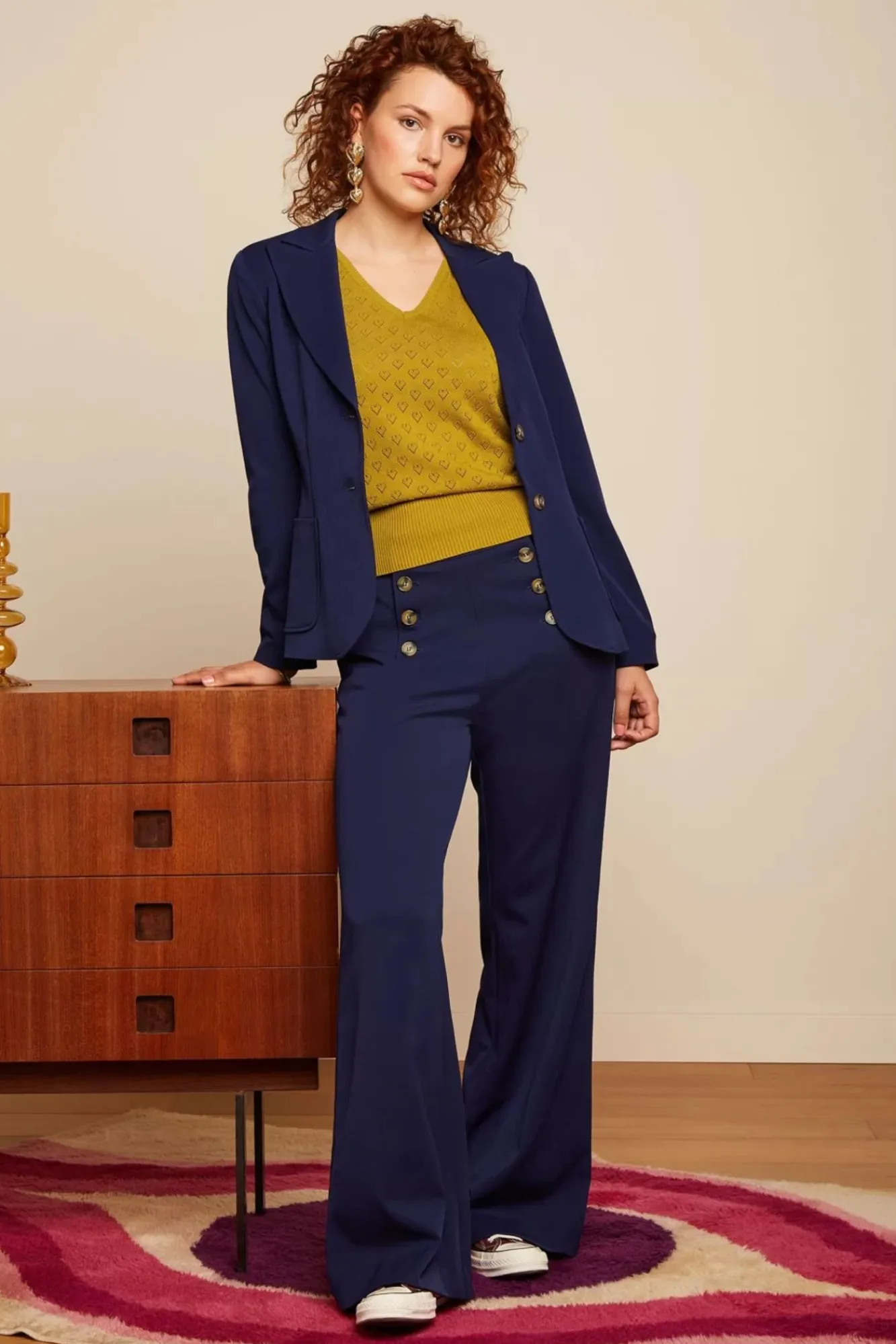 New Sally Broadway Pantalon In Inktblauw Vrouwen Broeken