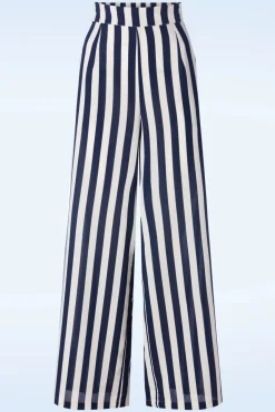 Clearance Sally Stripe Pantalon In Marineblauw Vrouwen Broeken