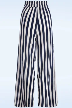 Clearance Sally Stripe Pantalon In Marineblauw Vrouwen Broeken