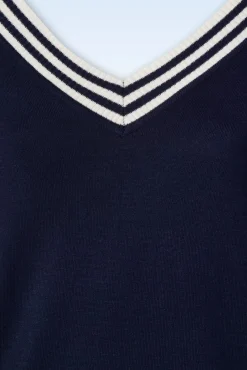 Sally Top Met Korte Mouwen En Gestreepte Halslijn In Marineblauw Vrouwen Truitjes