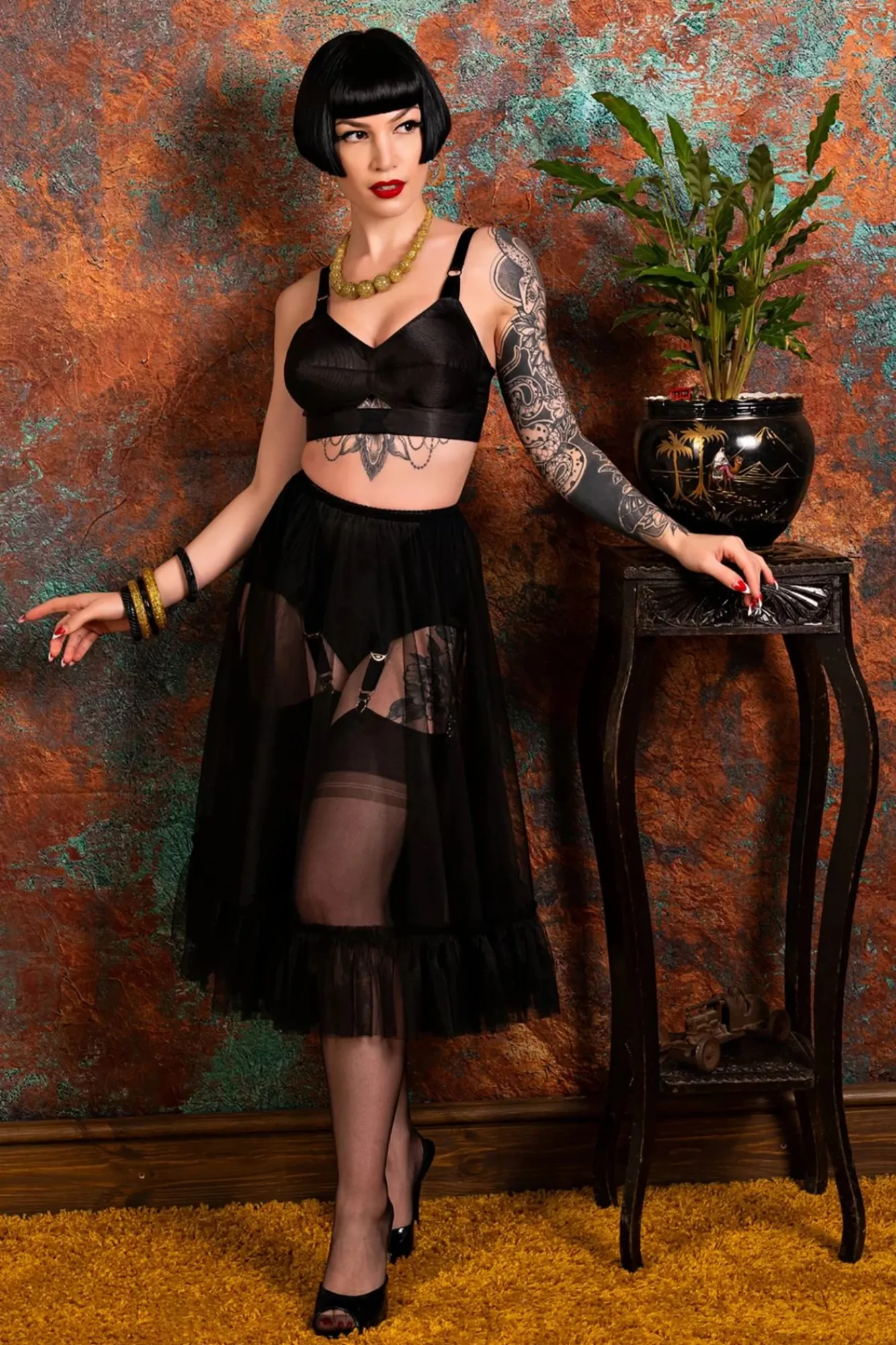 Sandra Frilly Petticoat In Zwart Vrouwen Petticoats