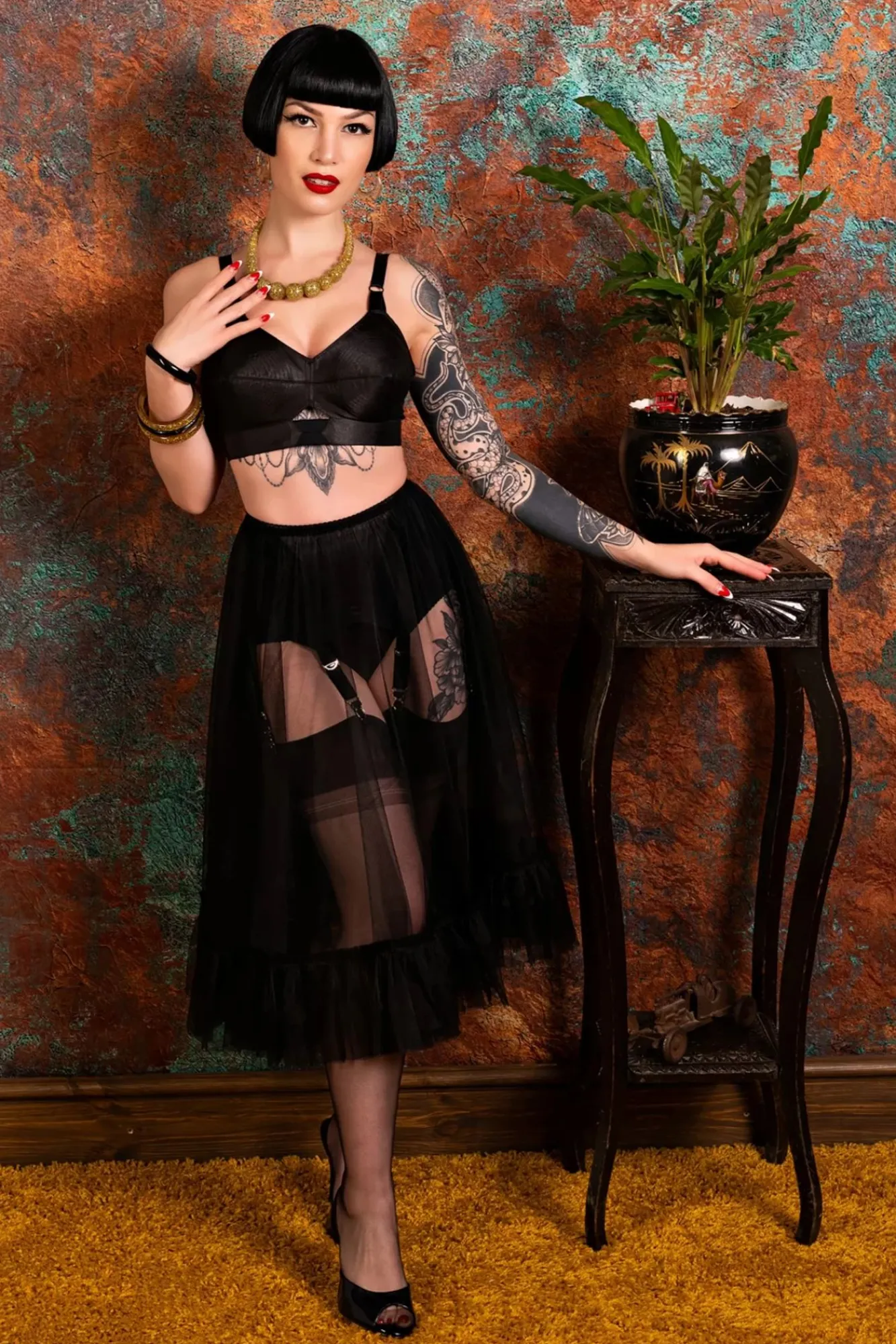 Sandra Frilly Petticoat In Zwart Vrouwen Petticoats