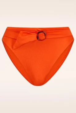 Clearance Satin High Waist Bikini Broekje In Oranje Vrouwen Bikini's