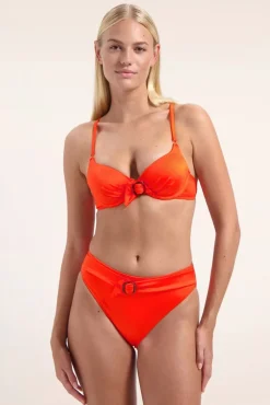 Clearance Satin High Waist Bikini Broekje In Oranje Vrouwen Bikini's