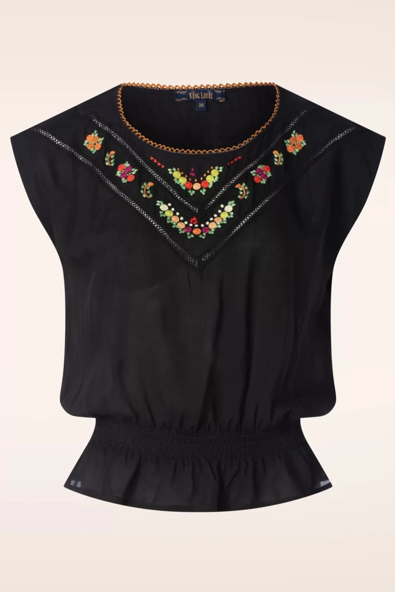 New Selly Citrine Embroidery Top In Zwart Vrouwen Blouses