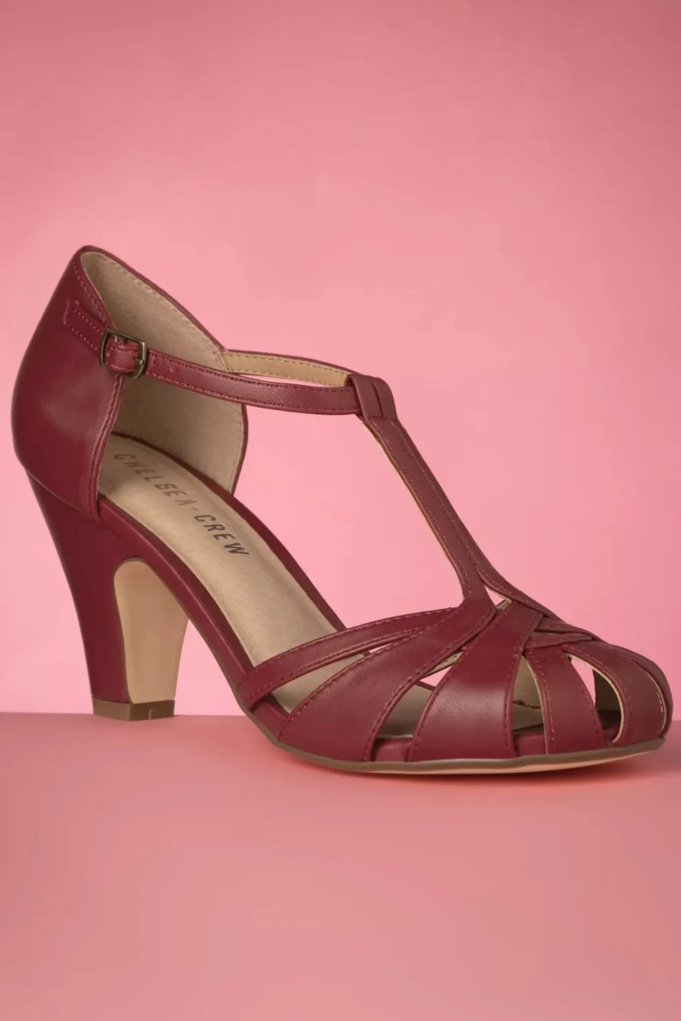 Sergi T-Strap Pumps In Dieprood Vrouwen Pumps