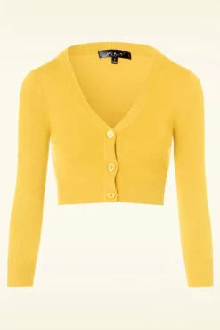 Hot Shela Cropped Vest In Custardgeel Vrouwen Vestjes