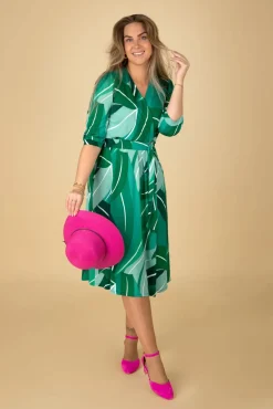 Sale Shelley Crossover Midi Jurk In Groen Vrouwen Plus Size Jurken