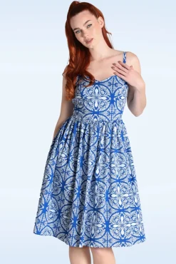New Sicily Swing Jurk In Blauw En Wit Vrouwen Plus Size Jurken