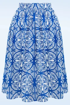 Best Sicily Swing Rok In Blauw En Wit Vrouwen Rokken